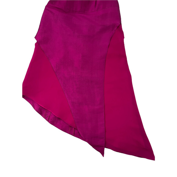 MAX NUGUS FUSCIA HALTER SILK MAXI DRESS - Picture 4 of 5